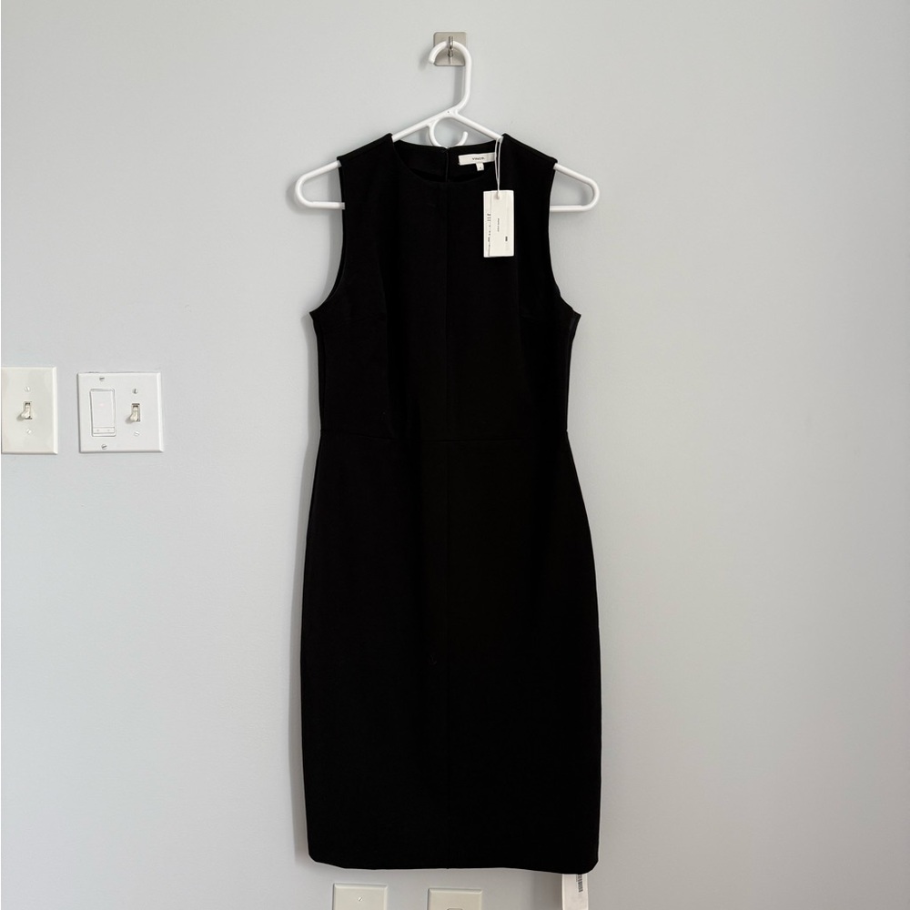 NWT Vince Sleeveless Black Midi Dress Minimalist Classic Sz 4